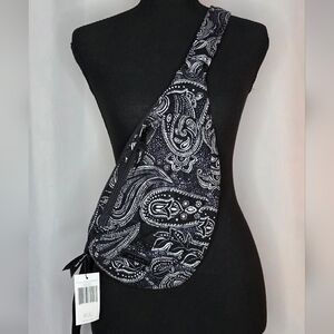 Stylish Vera Bradley Black and White Paisley Sling Bag NWT